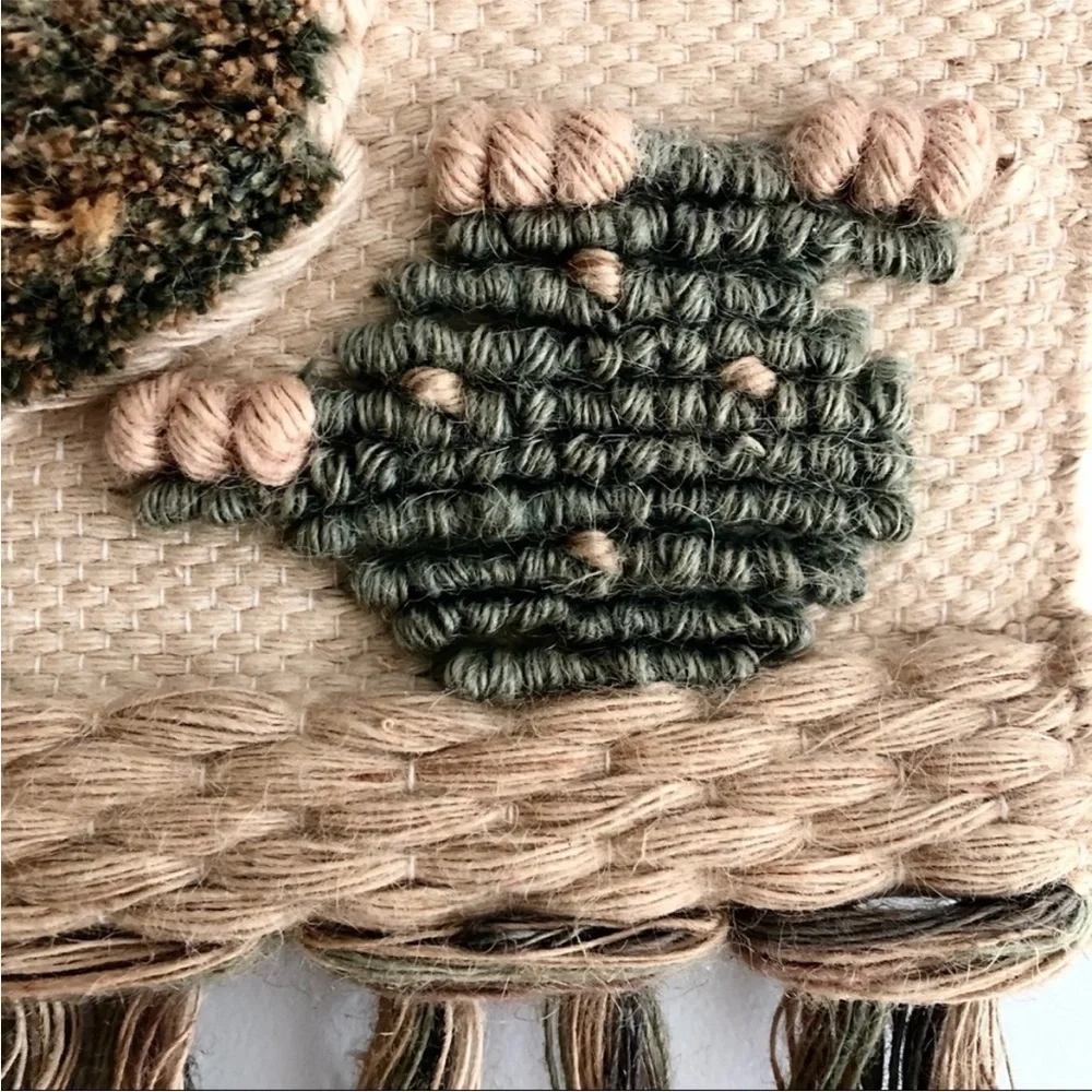 MCM VINTAGE WOVEN CACTUS WALL HANGING
